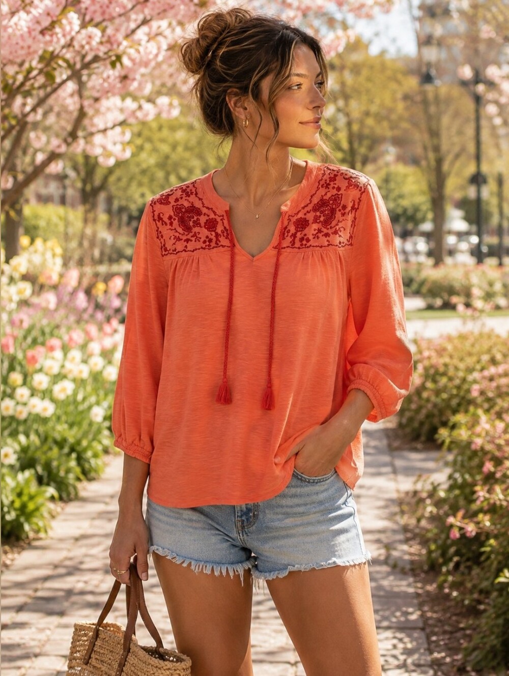 Westbound - EUC - Embroidered Boho Peasant Top